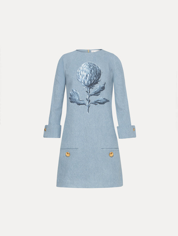 oscar de la renta Artichoke Denim Shift Dress