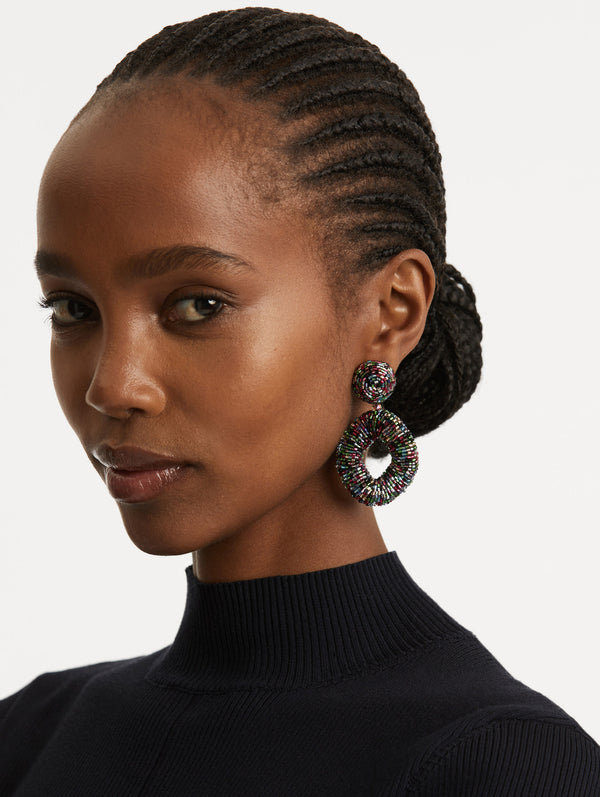 Oscar De La Renta Beaded Drop Clip-On Earrings