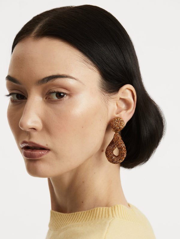 Oscar De La Renta Beaded Drop Clip-On Earrings