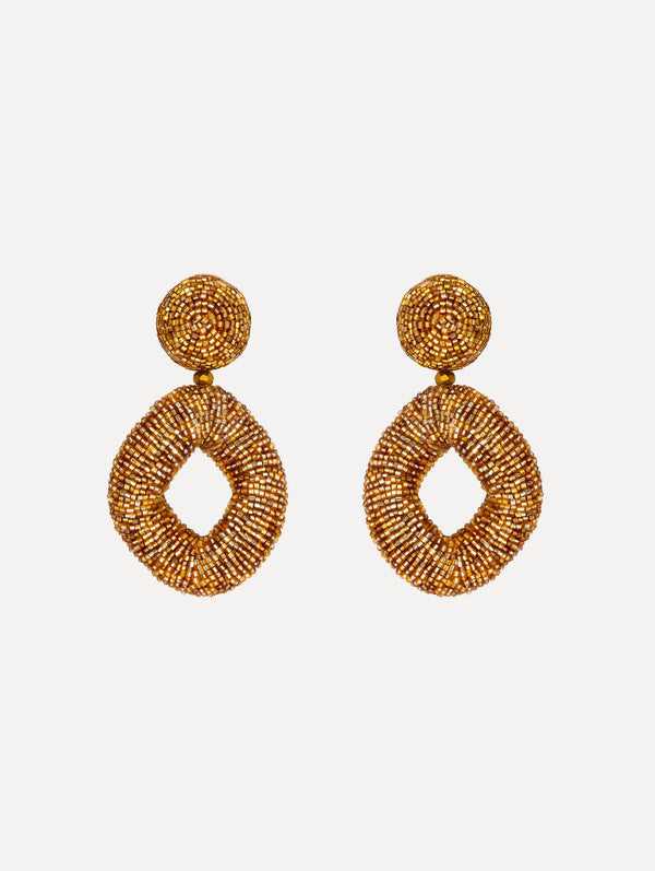 oscar de la renta Beaded Drop Clip-On Earrings