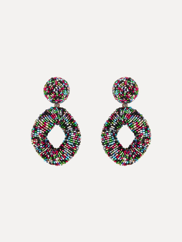 oscar de la renta Beaded Drop Clip-On Earrings