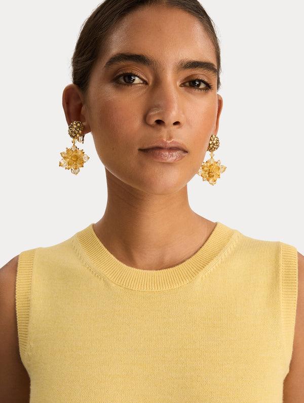 Oscar De La Renta Beaded Pompom Clip-On Earrings
