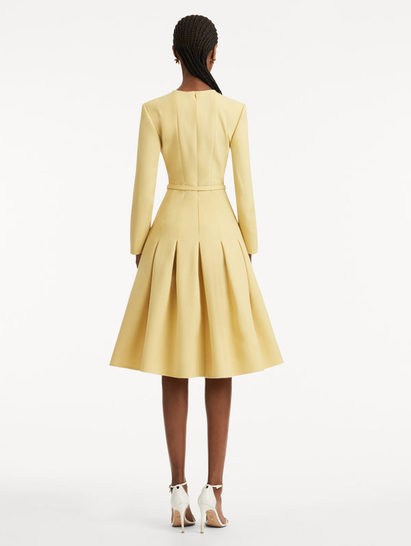 Oscar De La Renta Belt-Detailed Pleated Dress