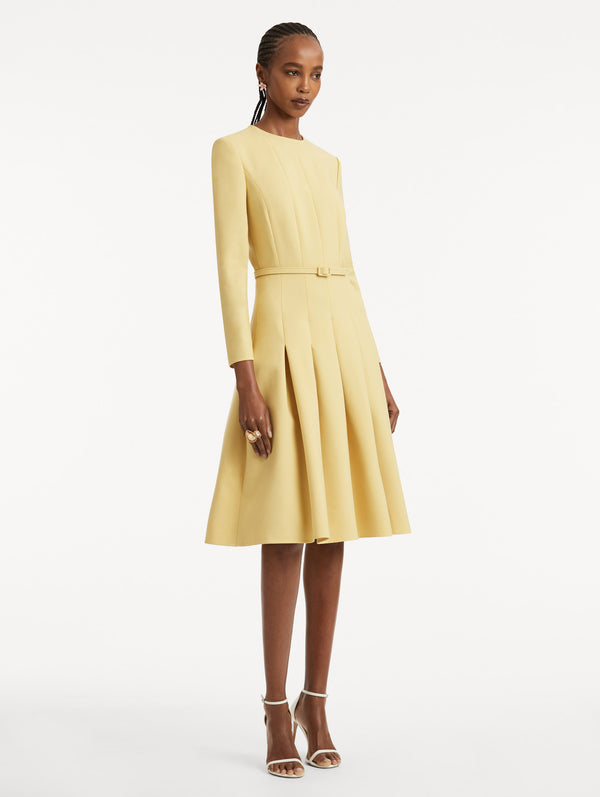 Oscar De La Renta Belt-Detailed Pleated Dress