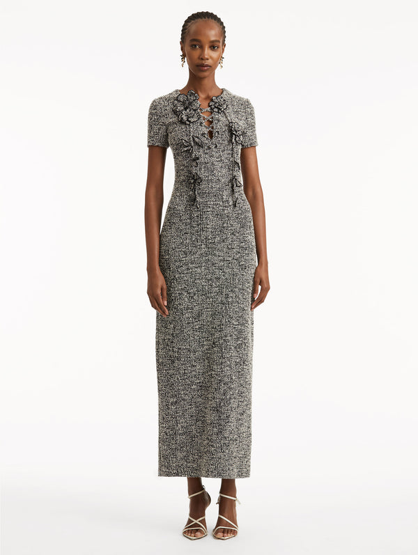Oscar De La Renta Bouclé Jersey Tweed Dress