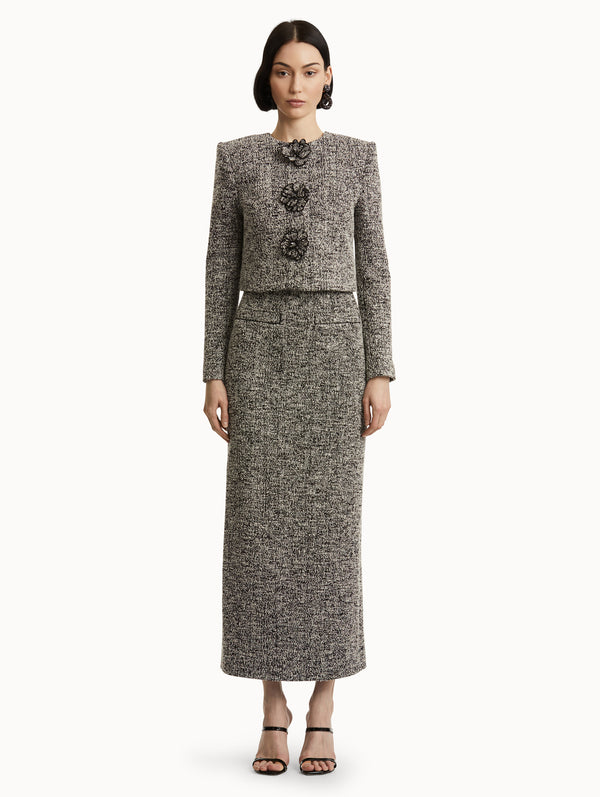 Oscar De La Renta Bouclé Jersey Tweed Jacket