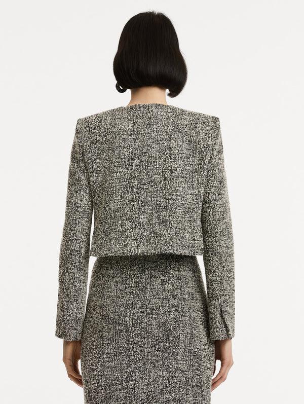 Oscar De La Renta Bouclé Jersey Tweed Jacket