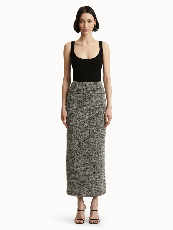Oscar De La Renta Bouclé Jersey Tweed Pencil Skirt