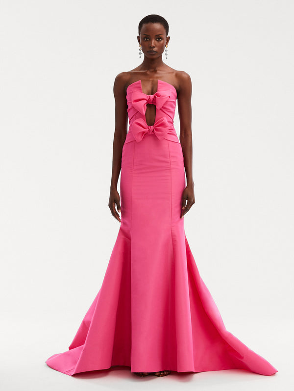 Oscar De La Renta Bow Detail Trumpet Gown
