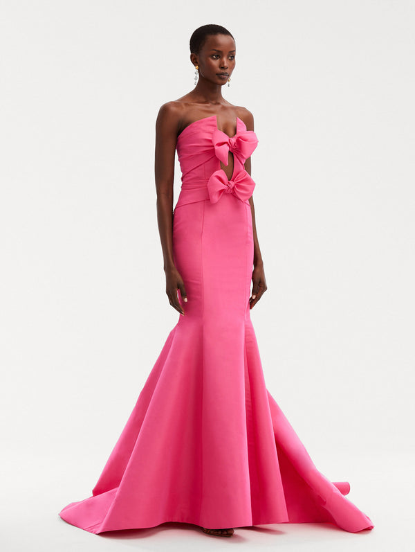 Oscar De La Renta Bow Detail Trumpet Gown