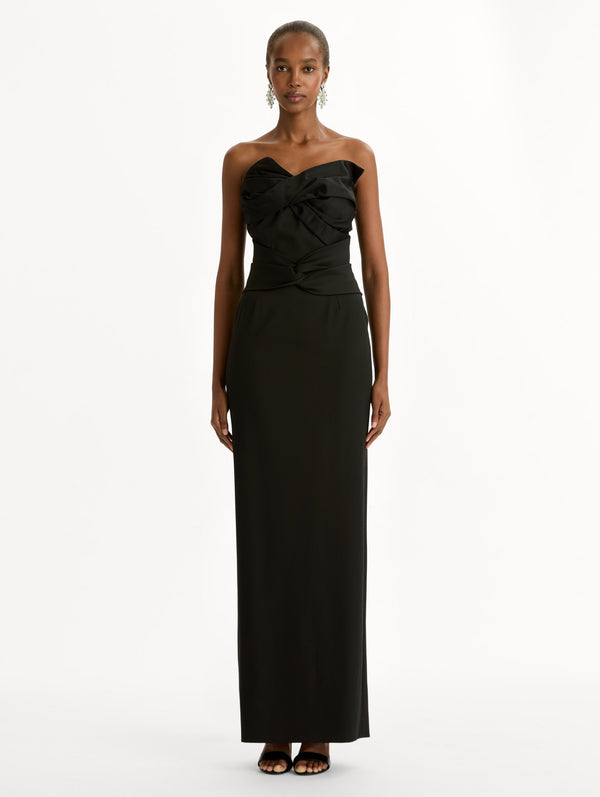 Oscar De La Renta Bow-Detailed Wool Gabardine Gown