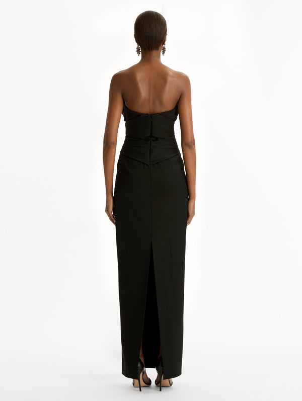 Oscar De La Renta Bow-Detailed Wool Gabardine Gown