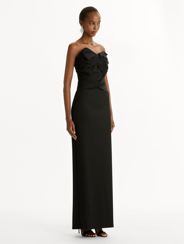 Oscar De La Renta Bow-Detailed Wool Gabardine Gown