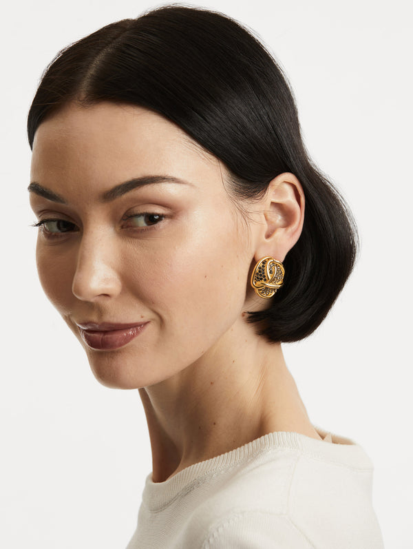 Oscar De La Renta Braided O Pavé Earrings