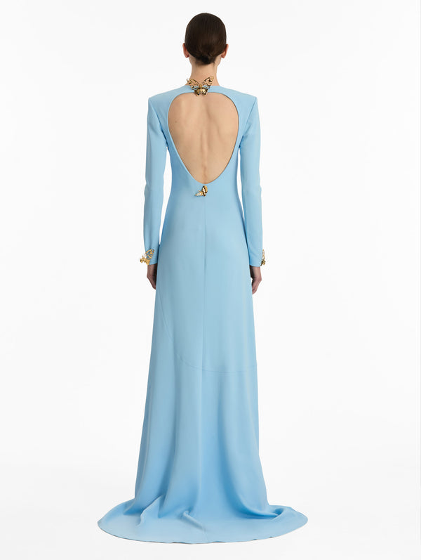 Oscar De La Renta Butterfly-Detailed Keyhole Gown