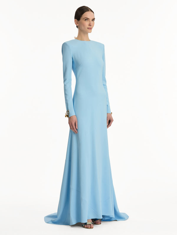 Oscar De La Renta Butterfly-Detailed Keyhole Gown