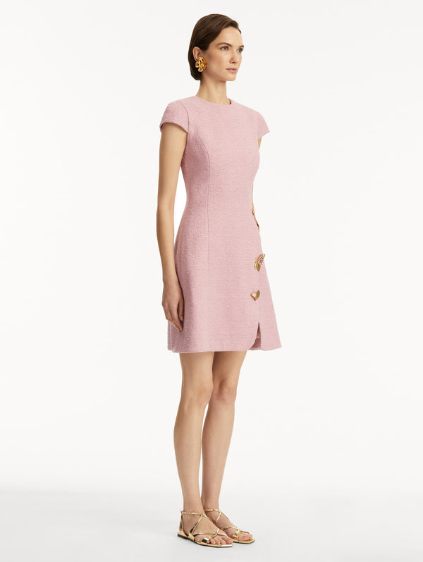 Oscar De La Renta Butterfly-Detailed Tweed Dress