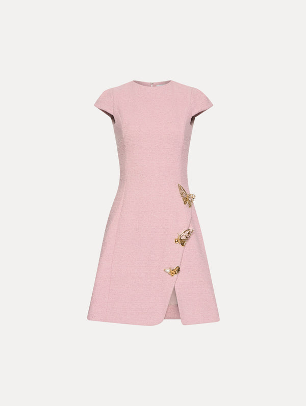 oscar de la renta Butterfly-Detailed Tweed Dress
