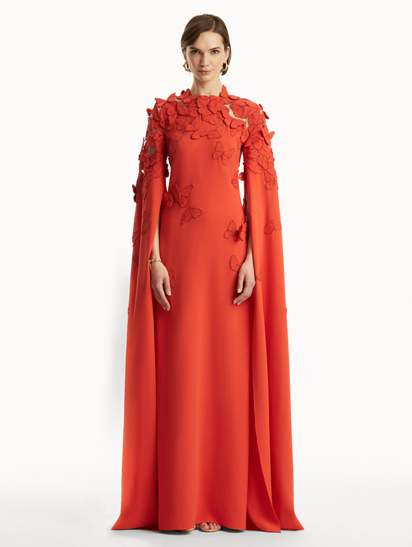 Oscar De La Renta Butterfly Embroidered Caftan