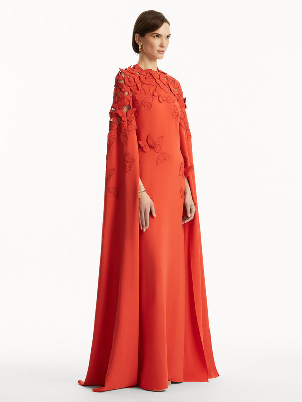 Oscar De La Renta Butterfly Embroidered Caftan