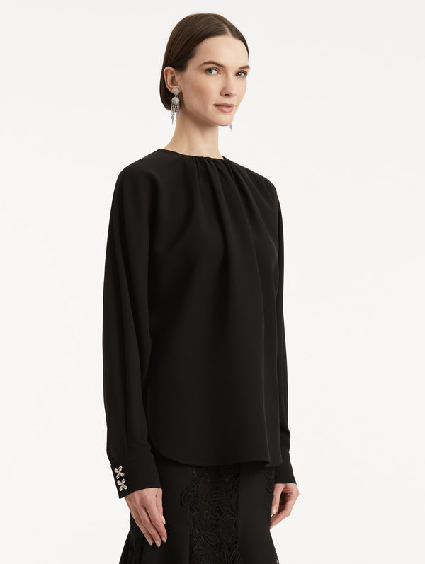 Oscar De La Renta Button-Detailed Georgette Blouse
