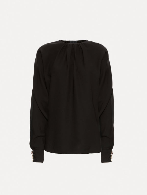 oscar de la renta Button-Detailed Georgette Blouse