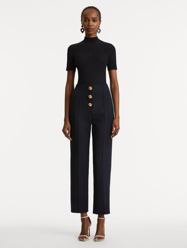 Oscar De La Renta Button-Detailed Wool Pant