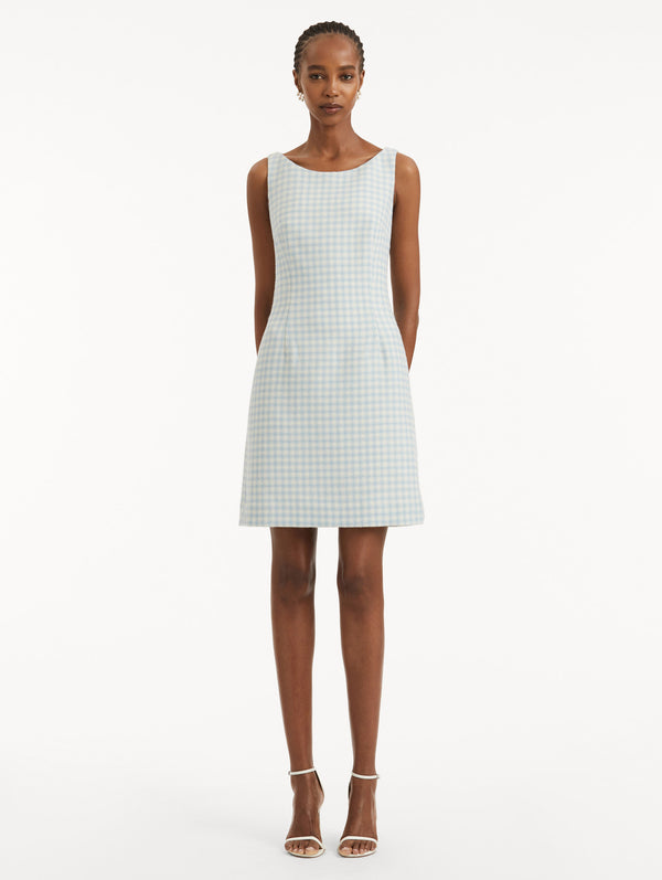 Oscar De La Renta Checked Tweed Sleeveless Dress