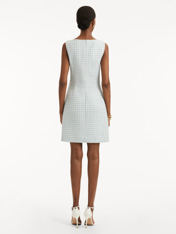 Oscar De La Renta Checked Tweed Sleeveless Dress