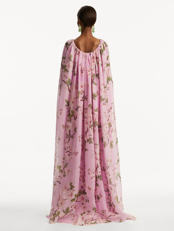 Oscar De La Renta Cherry Blossom Chiffon Caftan