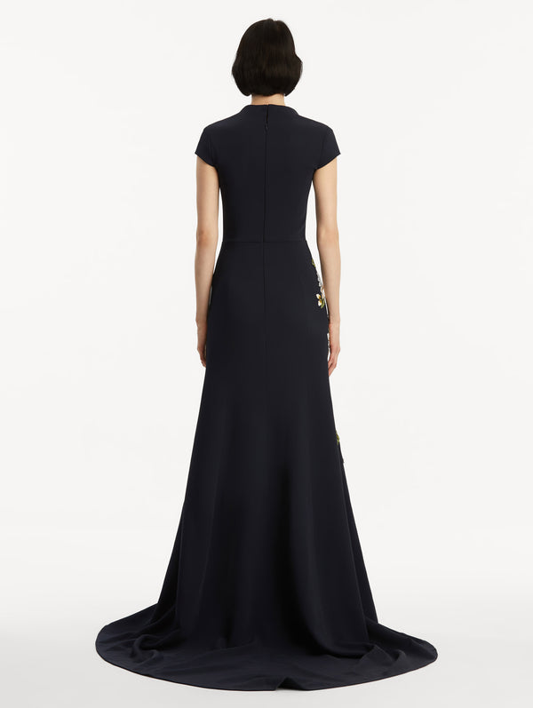 Oscar De La Renta Cherry Blossom Embroidered Gown