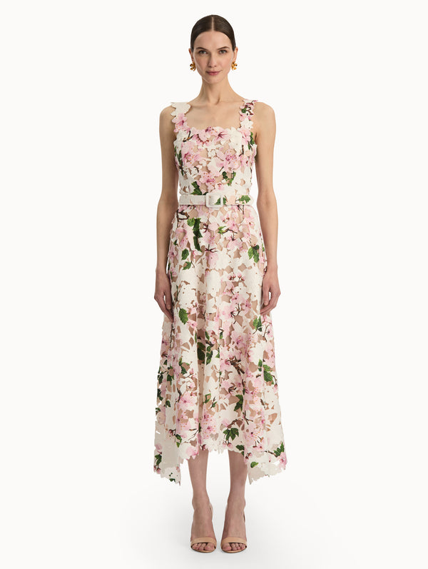 Oscar De La Renta Cherry Blossom Guipure Dress