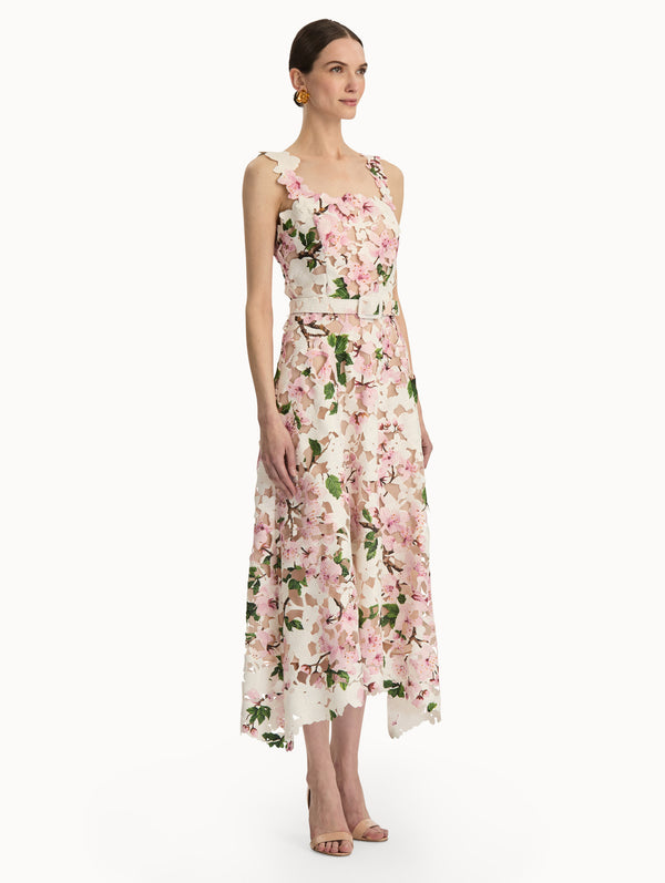 Oscar De La Renta Cherry Blossom Guipure Dress