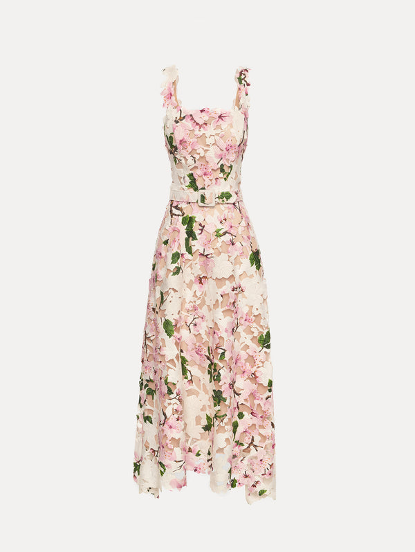 oscar de la renta Cherry Blossom Guipure Dress