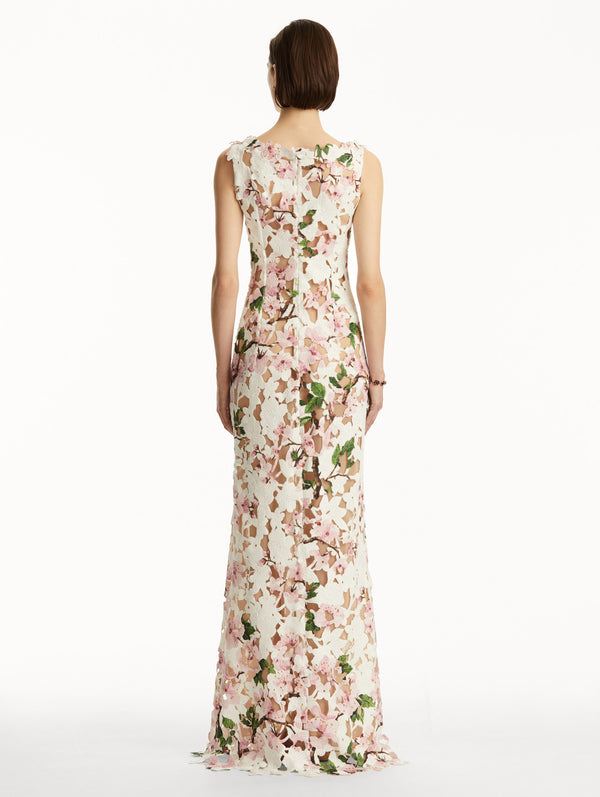 Oscar De La Renta Cherry Blossom Guipure Gown