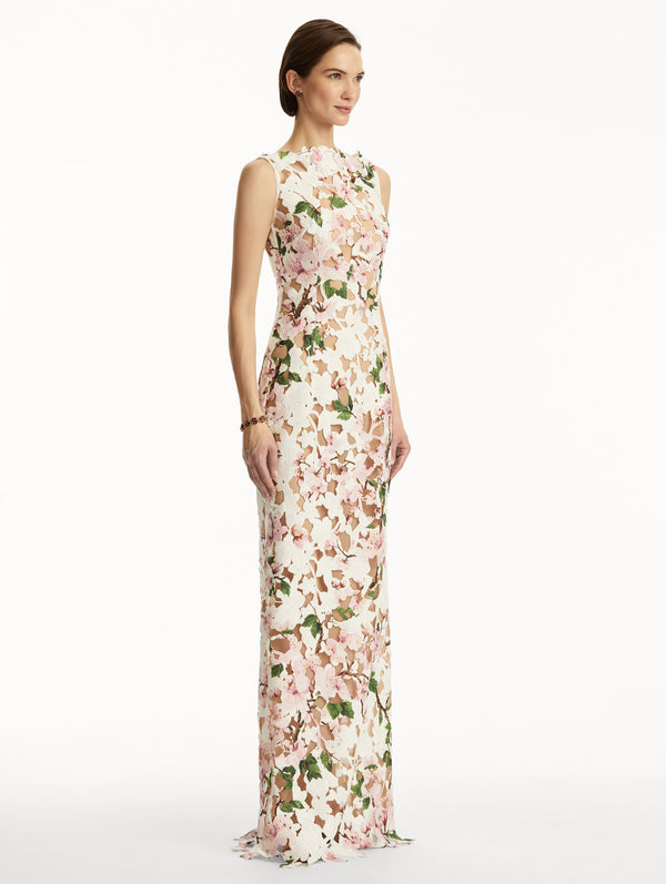Oscar De La Renta Cherry Blossom Guipure Gown