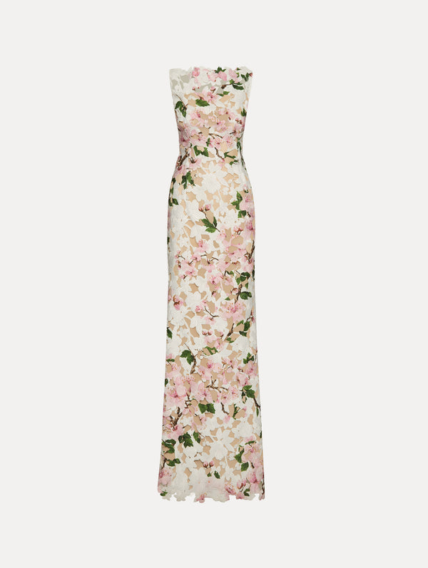 oscar de la renta Cherry Blossom Guipure Gown