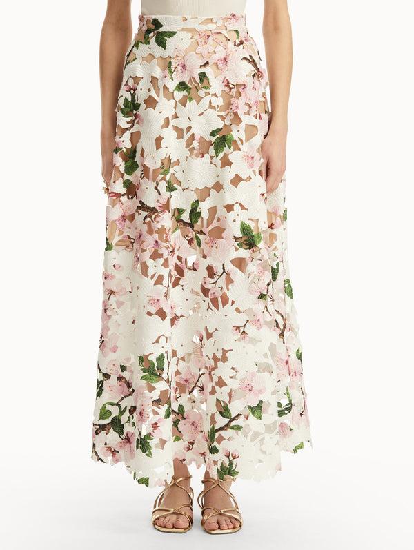 Oscar De La Renta Cherry Blossom Guipure Skirt
