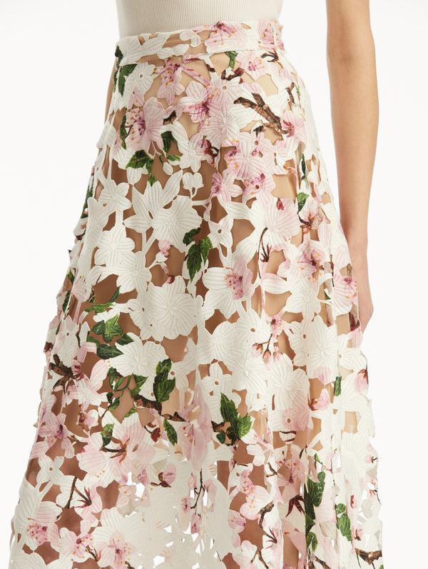 Oscar De La Renta Cherry Blossom Guipure Skirt