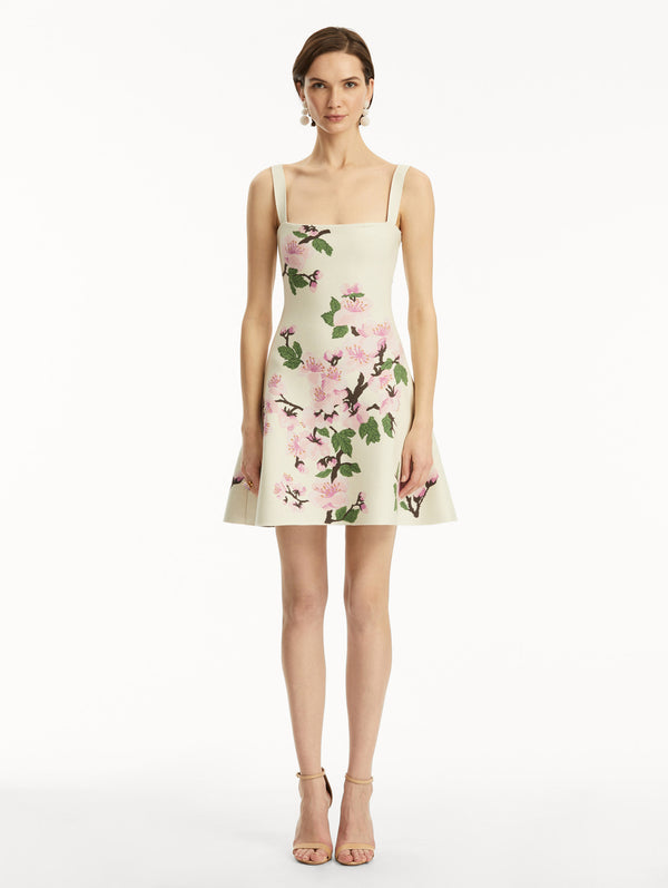 Oscar De La Renta Cherry Blossom Jacquard Dress