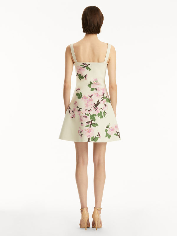 Oscar De La Renta Cherry Blossom Jacquard Dress
