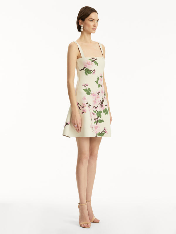 Oscar De La Renta Cherry Blossom Jacquard Dress
