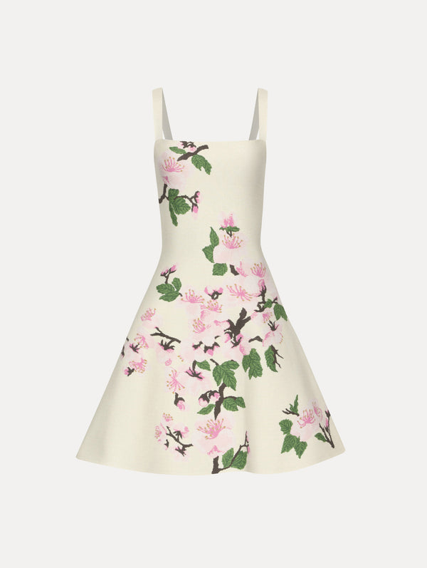 oscar de la renta Cherry Blossom Jacquard Dress