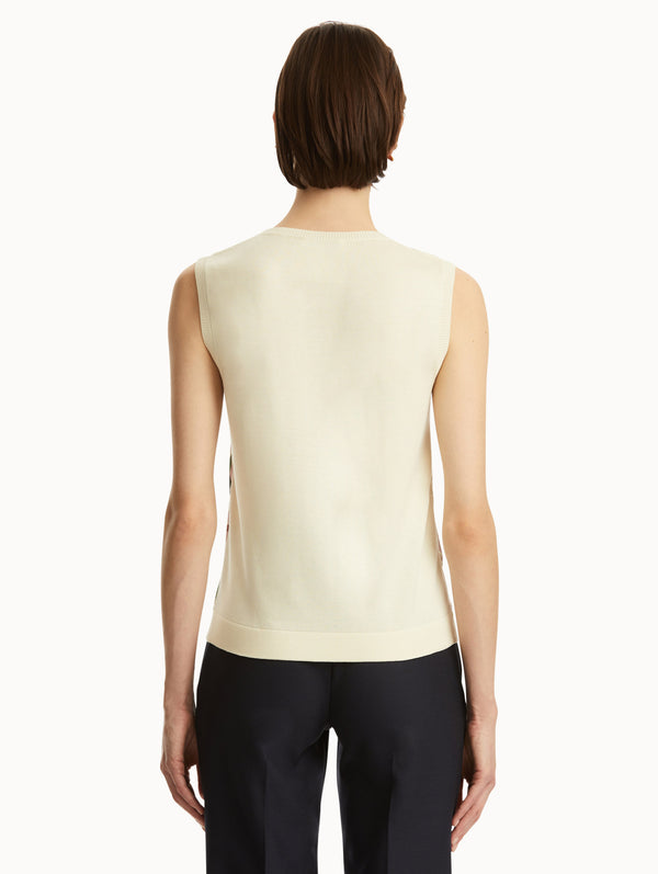 Oscar De La Renta Cherry Blossom Silk Inset Tank