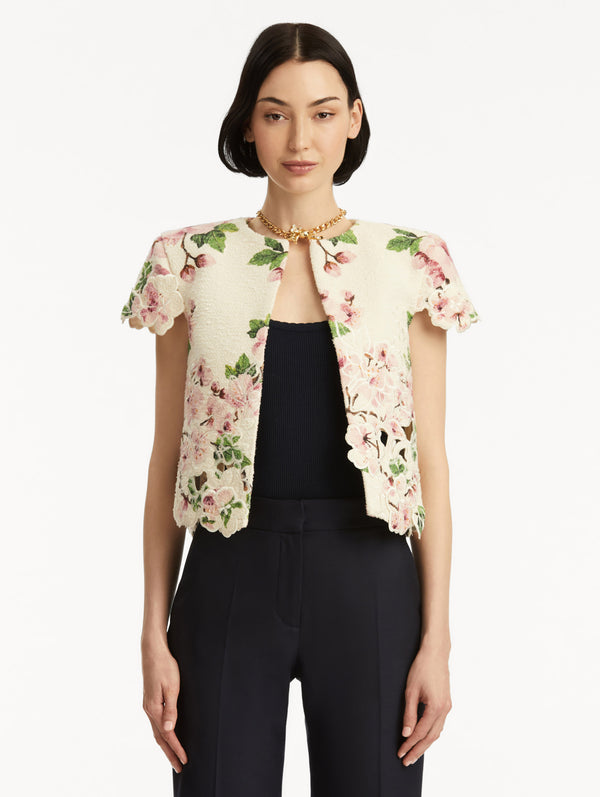 Oscar De La Renta Cherry Blossom Tweed Jacket