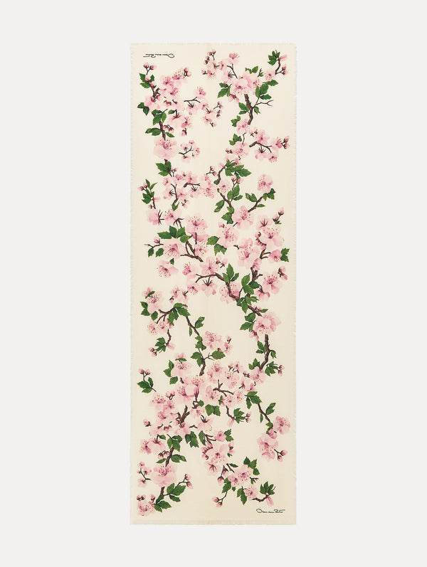 Oscar De La Renta Cherry Blossom Wool-Blend Scarf