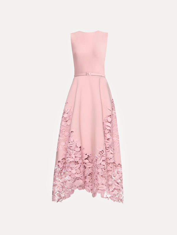 oscar de la renta Cherry Guipure Lace Midi Dress
