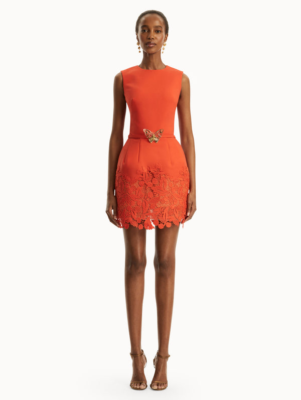 Oscar De La Renta Cherry Guipure Lace Mini Dress