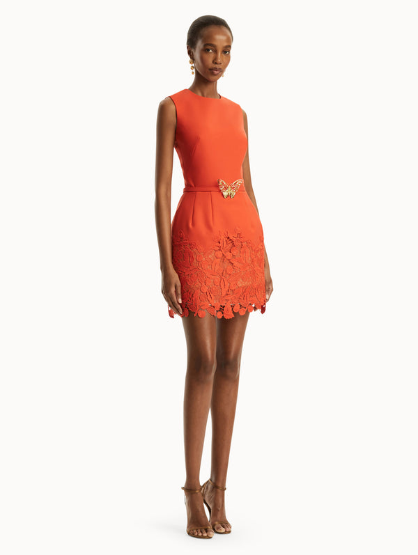 Oscar De La Renta Cherry Guipure Lace Mini Dress