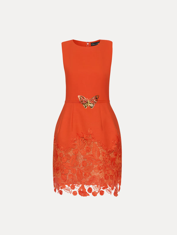 oscar de la renta Cherry Guipure Lace Mini Dress